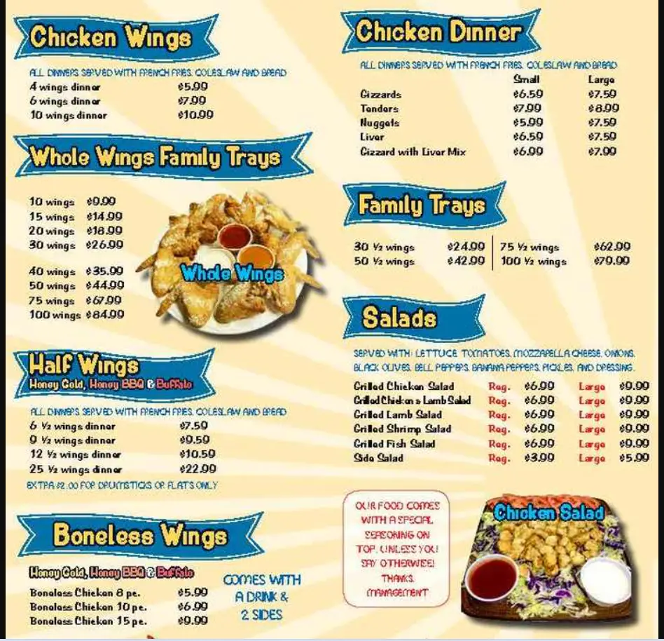 Ocean Chicken Menu Singapore Prices